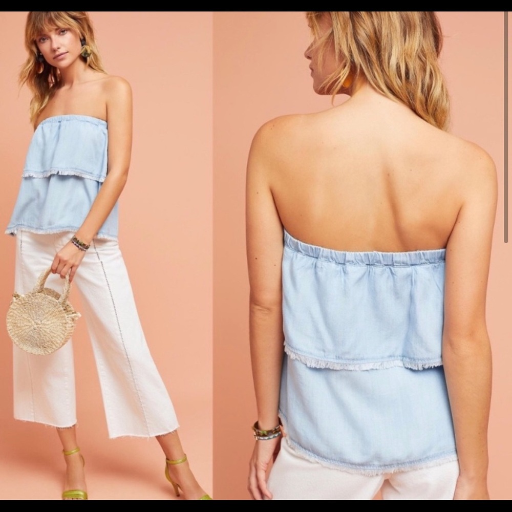 Chambray strapless tiered top by cloth & stone